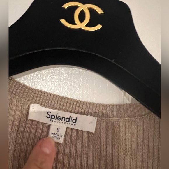 SPLENDID McCall sleeveless sweater dress in latte/beige ruffle hem Size Small - Picture 7 of 11